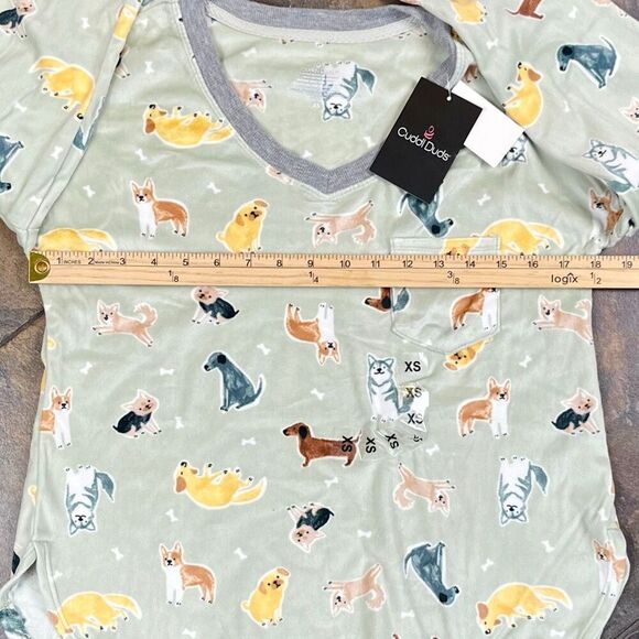 Cuddl Duds Honeycomb Fleece Pajama Top & Pajama Joggers Set Mint Dogs XS - Picture 13 of 14